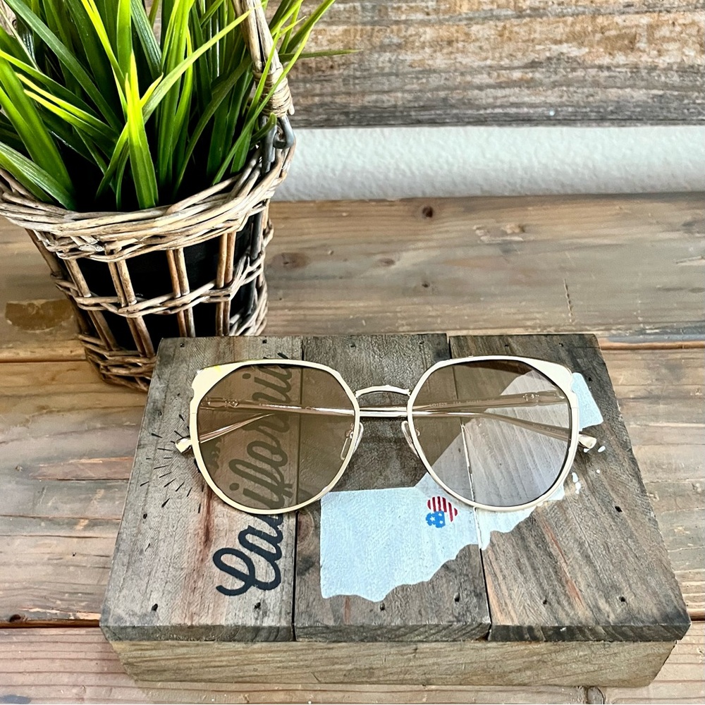 Longchamp Gold Frame Brown Lens Women's Sunglasses